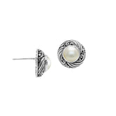 AE-6313-PE Sterling Silver Earring With Pearl Jewelry Bali Designs Inc